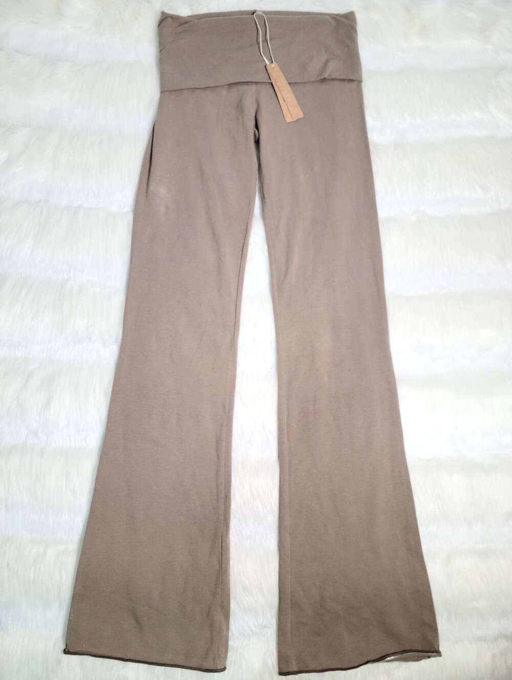 SKIMS Cotton Jersey Foldover Flare Pants Truffle Women XS NEW
